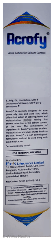 Acrofy Moisturizer for Acne-Prone Skin | Sebum Control Formula | Oil-Free Matte Effect