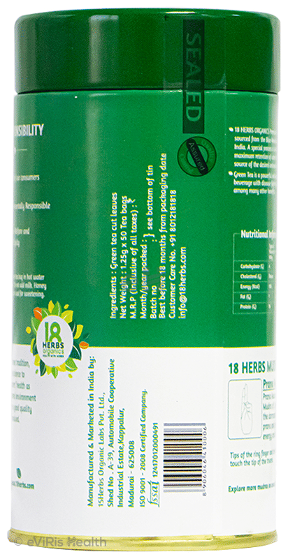 18 Herbs Organics Premium Green Tea Bag (1.25gm Each)