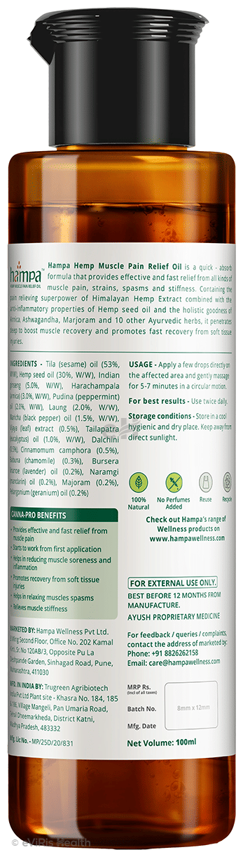 Hampa Wellness Hemp Muscle Pain Relief Cannapro 500mg Oil