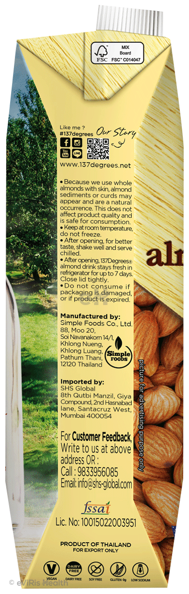 137°C degrees Almond Drink Unsweetened Gluten Free Soy Free
