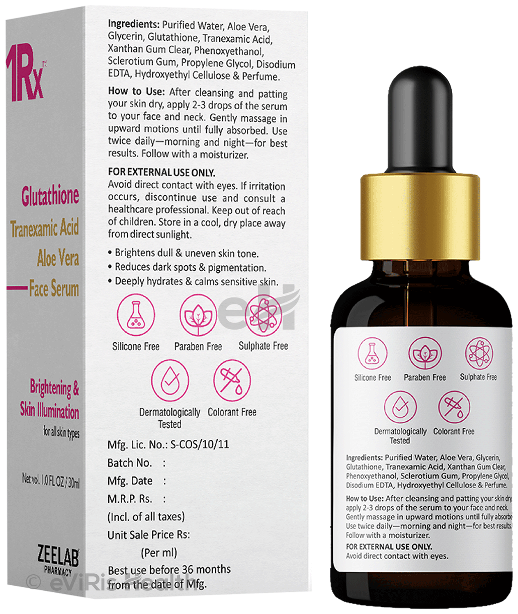 1Rx Glutathione Tranexamic Acid Aloe Vera Face Serum for All Skin Types