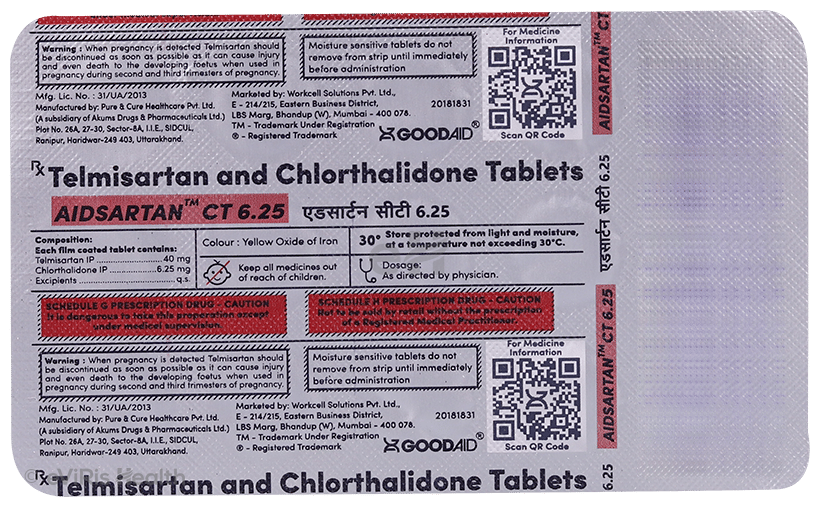 Aidsartan CT 6.25 Tablet