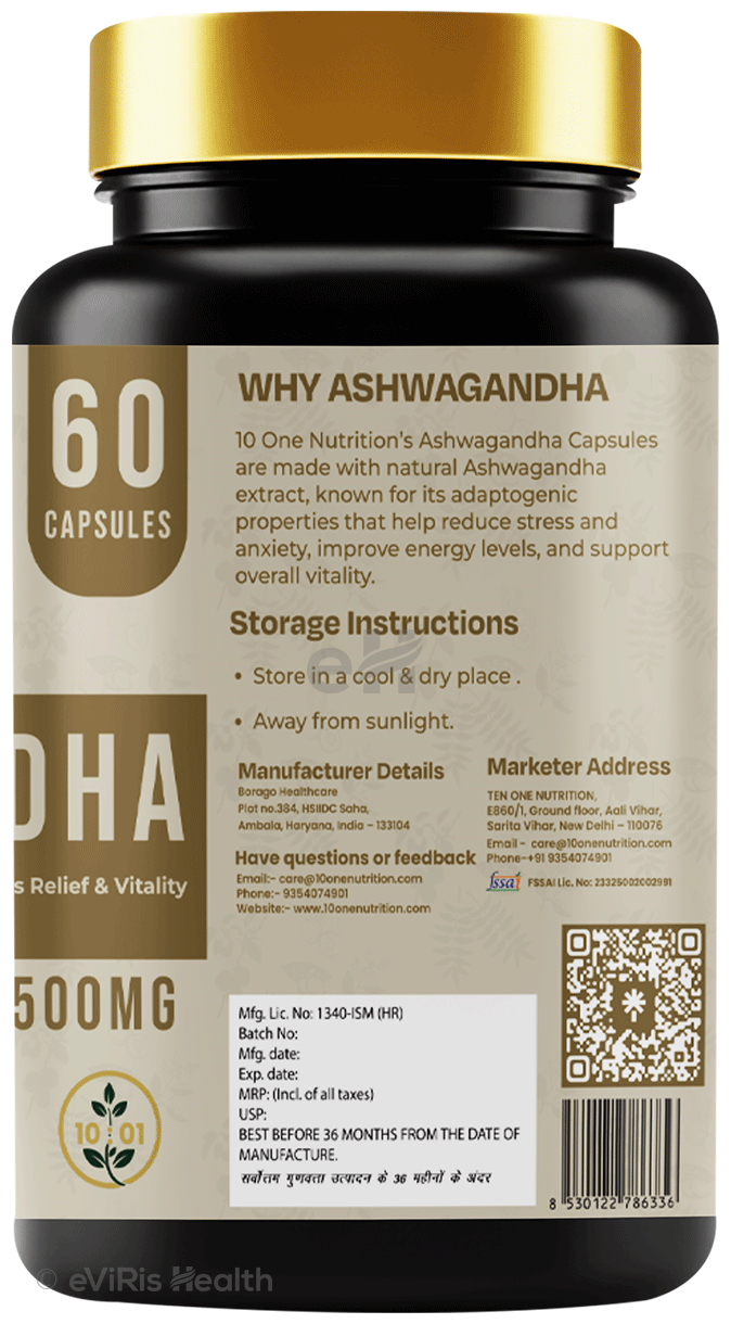10 One Nutrition Ashwagandha 500mg Capsule (60 Each)