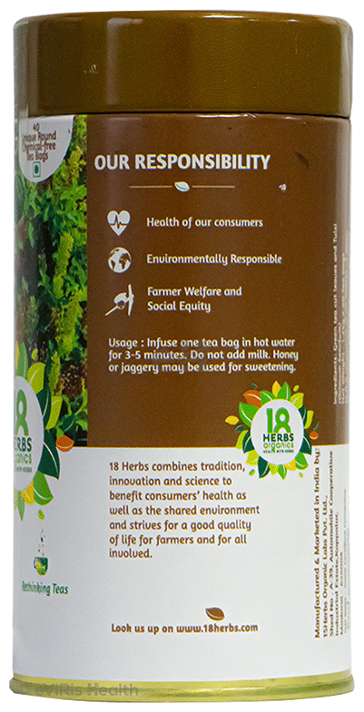 18 Herbs Organics Green Tea Bag (1.25gm Each) with Tulsi