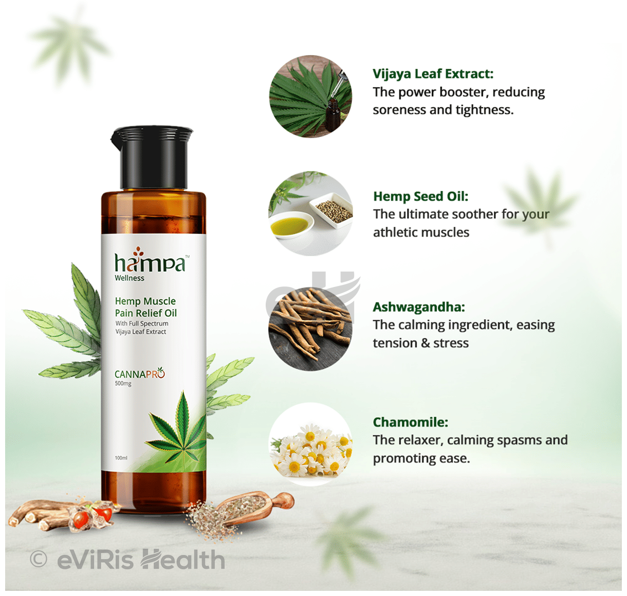Hampa Wellness Hemp Muscle Pain Relief Cannapro 500mg Oil