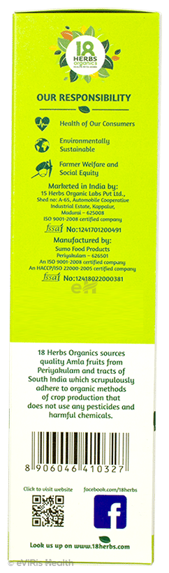 18 Herbs Organics Amla Fruit Fresh Juice Concentrate Sugar Free