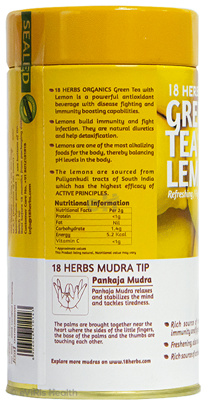 18 Herbs Organics Green Tea Bag (1.25gm Each) with Lemon
