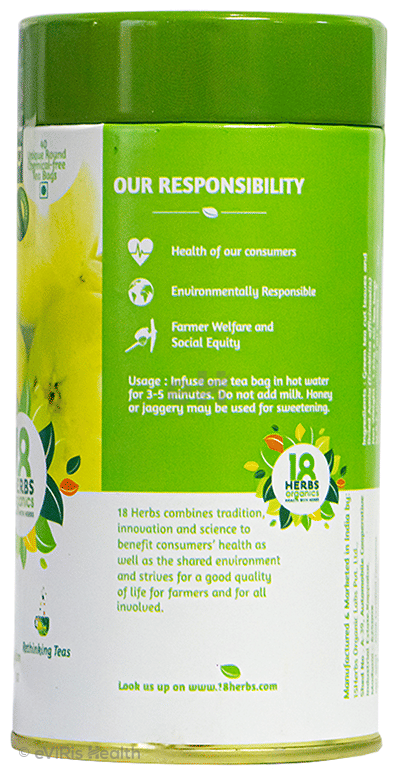 18 Herbs Organics Green Tea Bag (1.25gm Each) with Amla