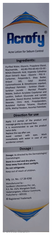 Acrofy Moisturizer for Acne-Prone Skin | Sebum Control Formula | Oil-Free Matte Effect