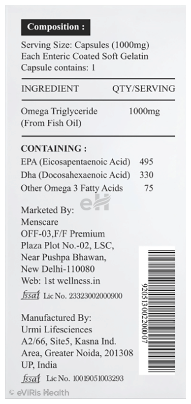 1st Wellness Omega 3 Fish Oil Capsule