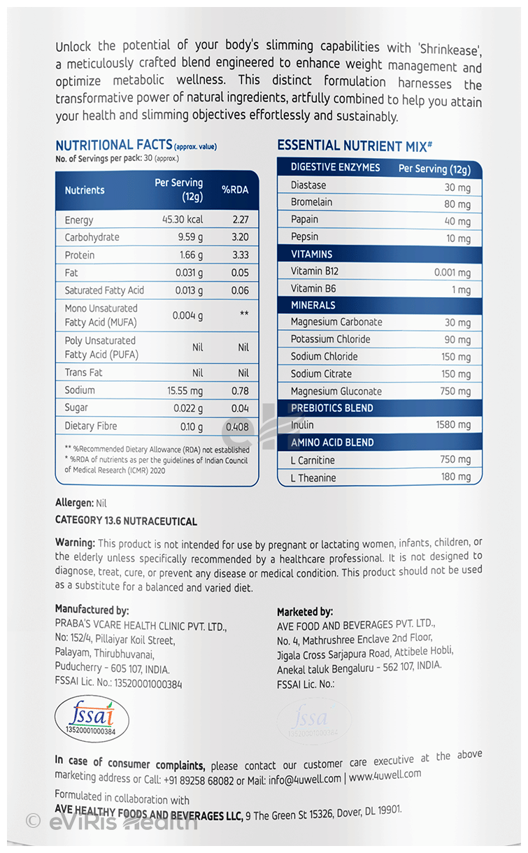 4 U Well Shrinkease Powder Vanilla