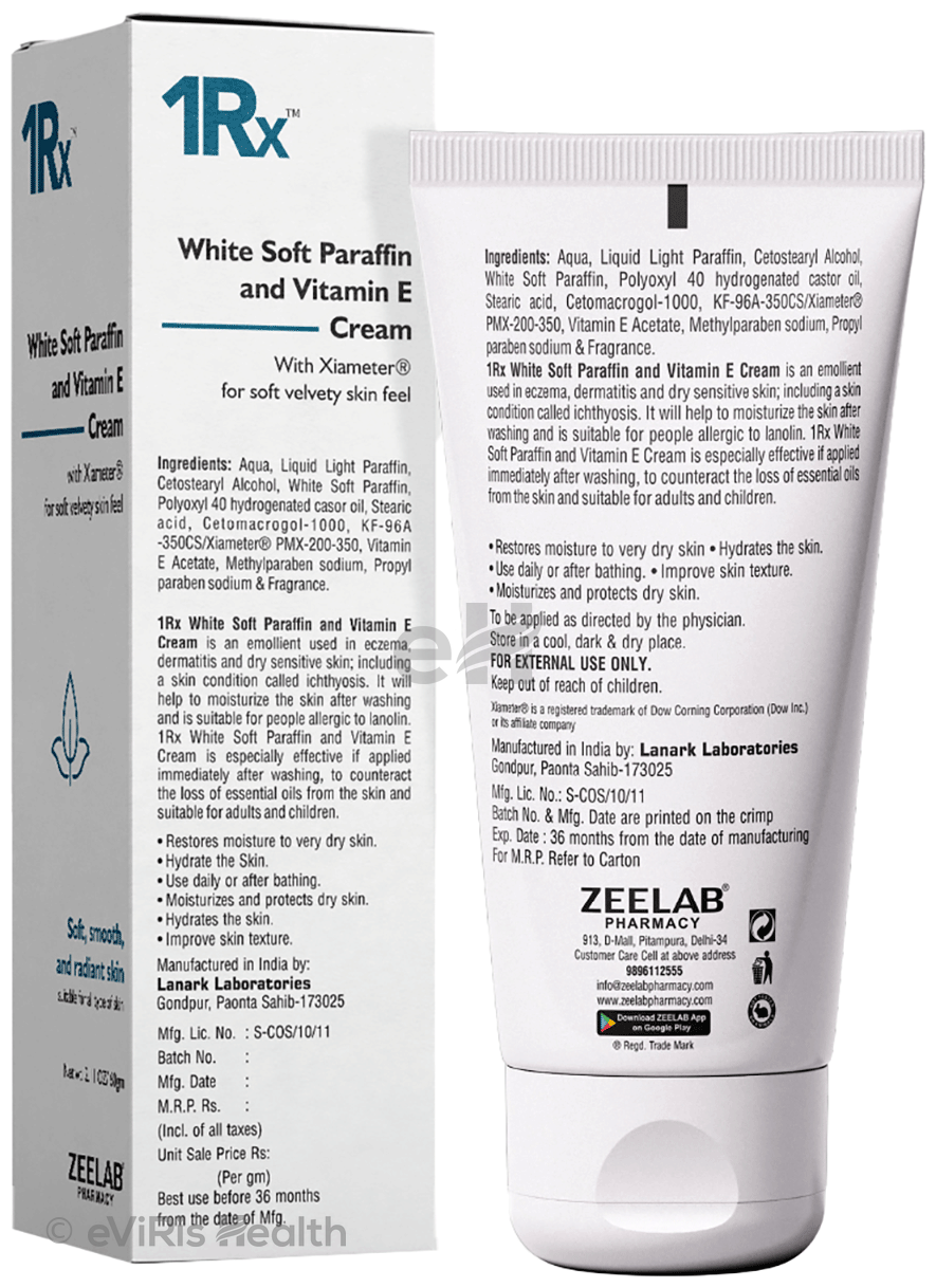 1Rx White Soft Paraffin and Vitamin E Cream for All Skin Types