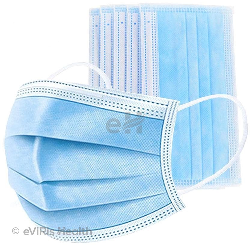 1Mile Blue Universal 3 Ply Disposable Surgical Face Mask with Nose Pin
