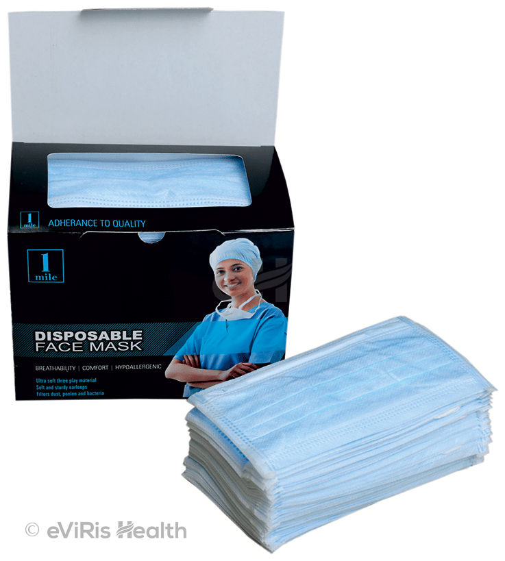 1Mile Disposable 3 Ply Face Mask Blue Regular