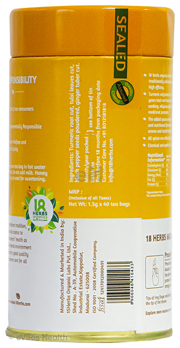 18 Herbs Organics Indian Turmeric Tea Bag (1.5gm Each)