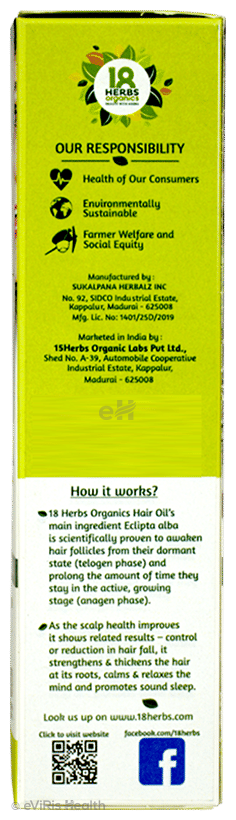 18 Herbs Organics Hair Oil Karippan Thailam