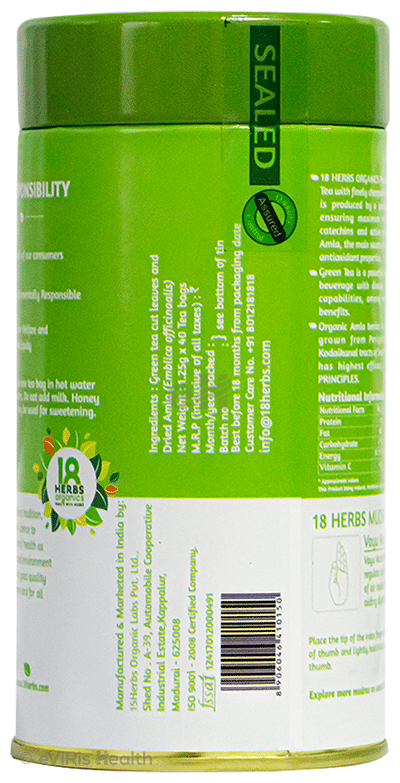 18 Herbs Organics Green Tea Bag (1.25gm Each) with Amla