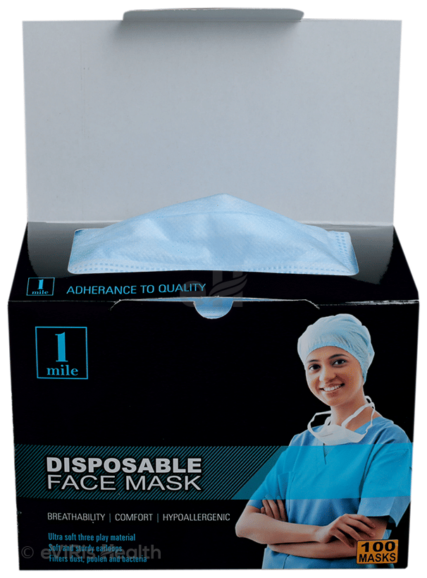 1Mile Disposable 3 Ply Face Mask White