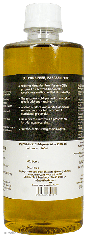18 Herbs Organics Pure Sesame Oil Edible