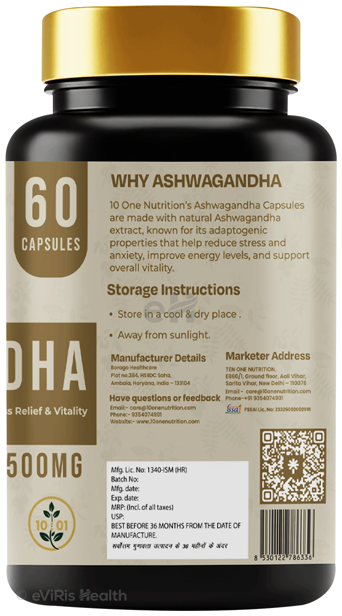 10 One Nutrition Ashwagandha 500mg Capsule (60 Each)