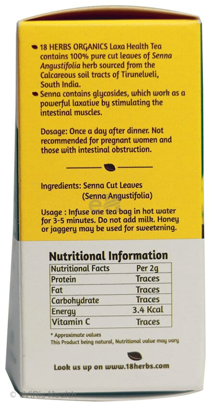 18 Herbs Organics Laxa Health Tea Bag (1.3gm Each)