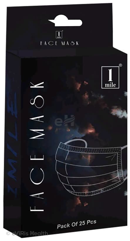 1Mile Blue Universal 3 Ply Disposable Surgical Face Mask with Nose Pin