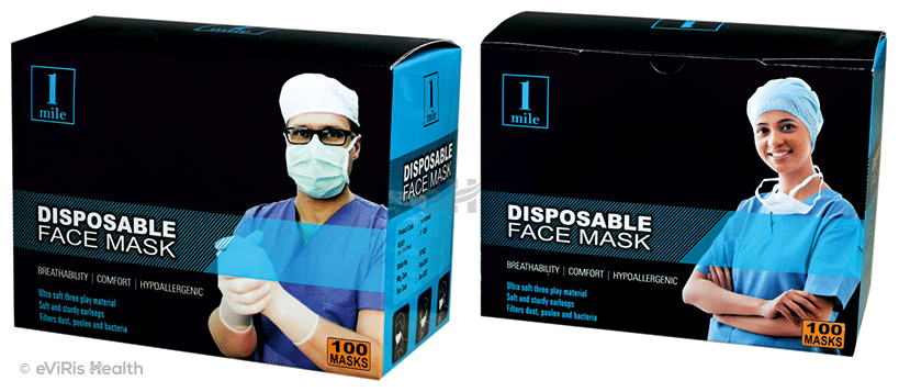 1Mile Disposable 3 Ply Face Mask Green