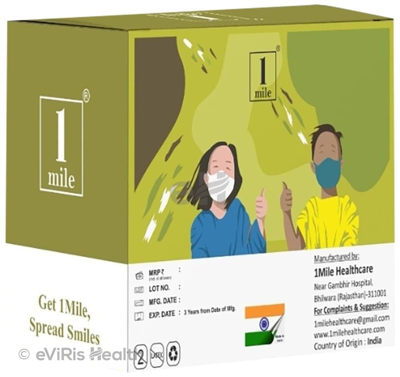 1Mile Blue Universal 3 Ply Disposable Surgical Face Mask with Nose Pin